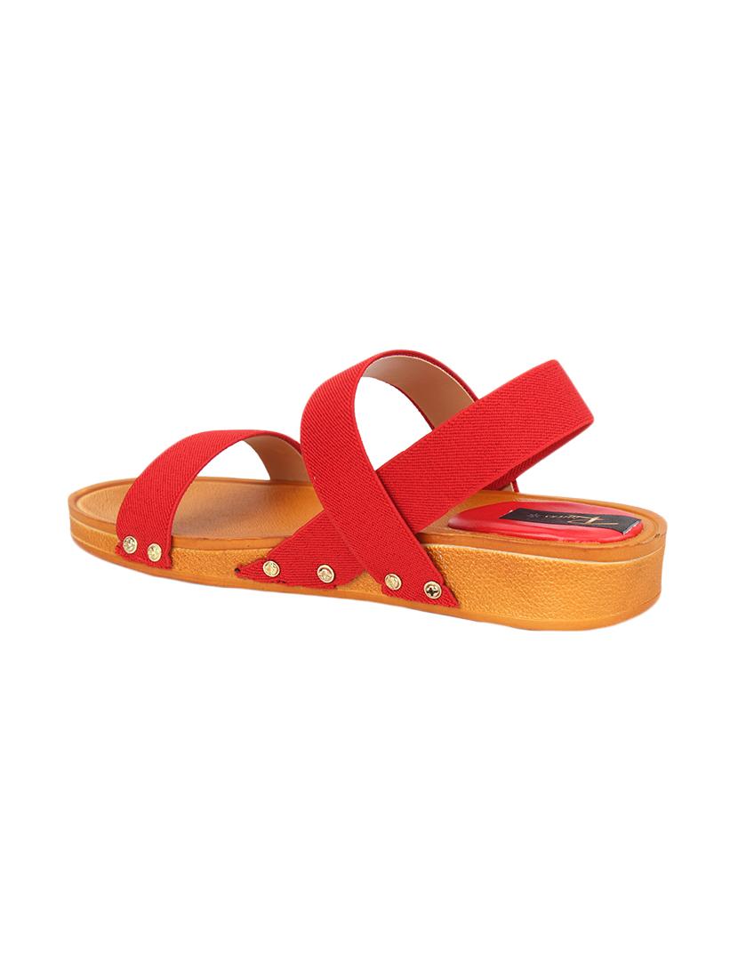 red leatherette slip on sandals - 17334025 - Standard Image - 2