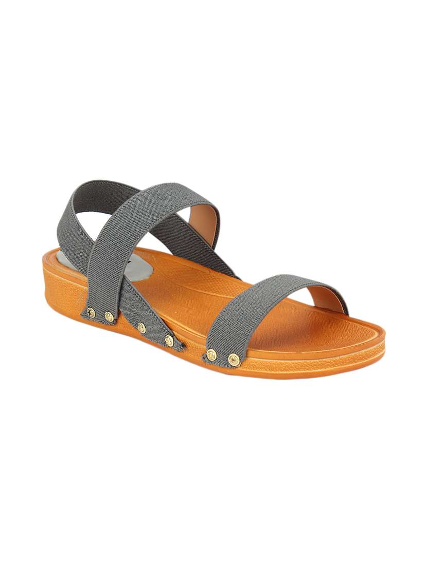 grey leatherette slip on sandals