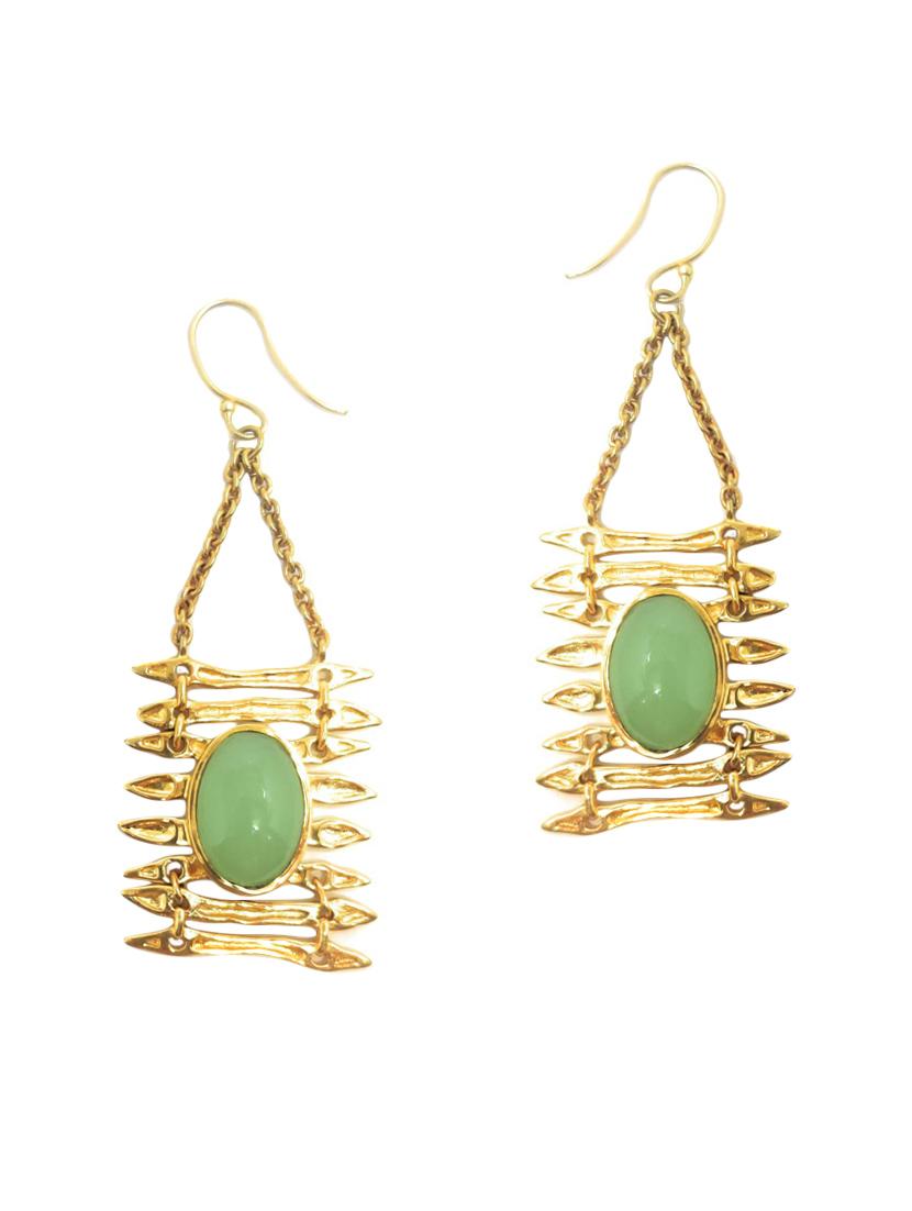 gold brass drop earring - 17334803 -  Zoom Image - 0