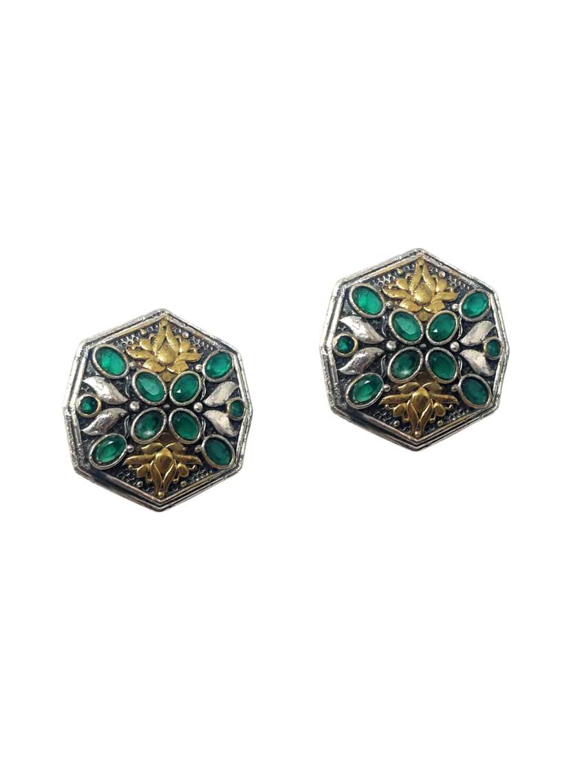 silver brass studs earring