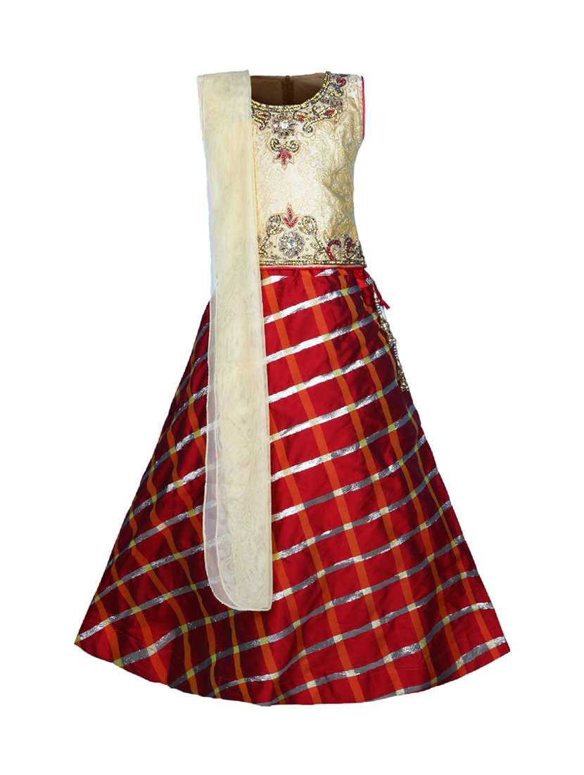 red silk blend lehenga choli
