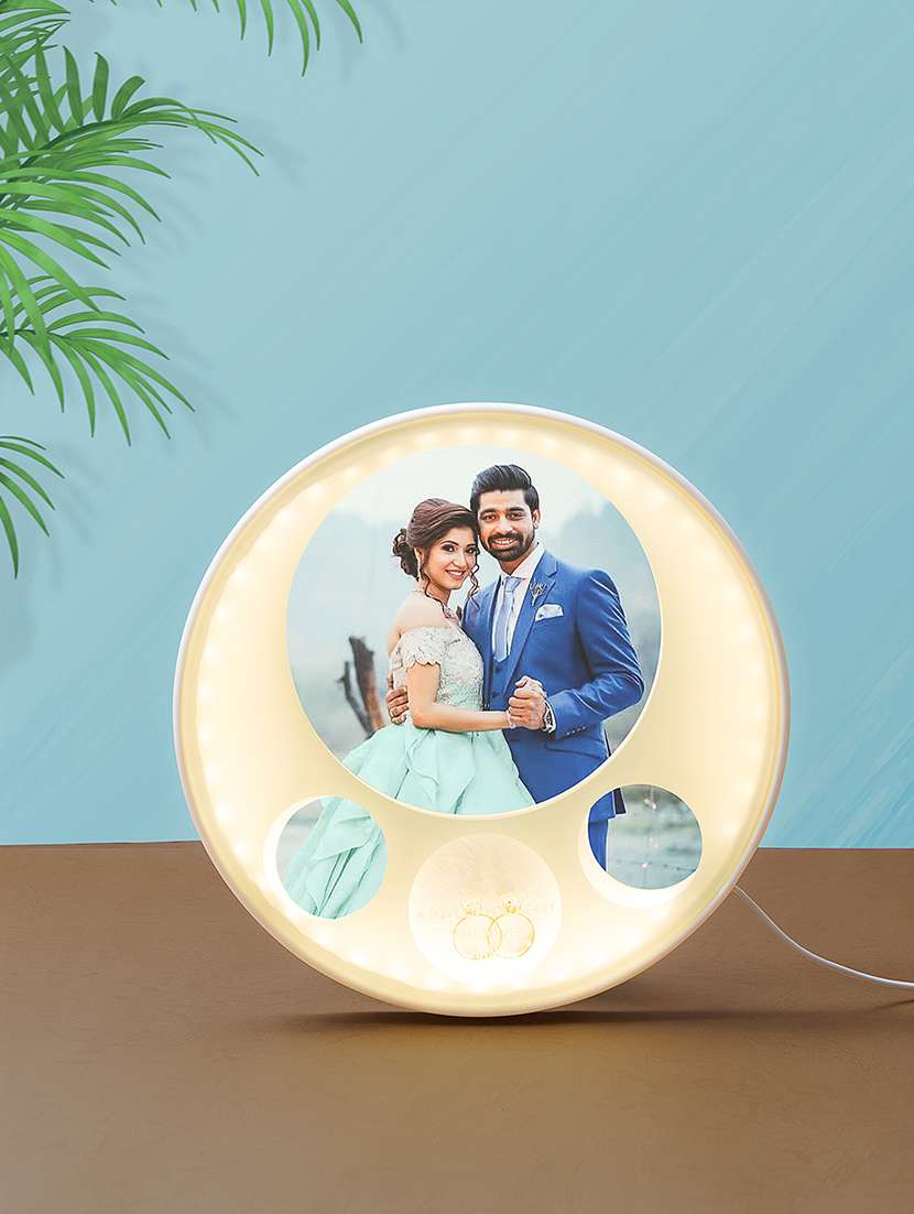round white led table photo frame