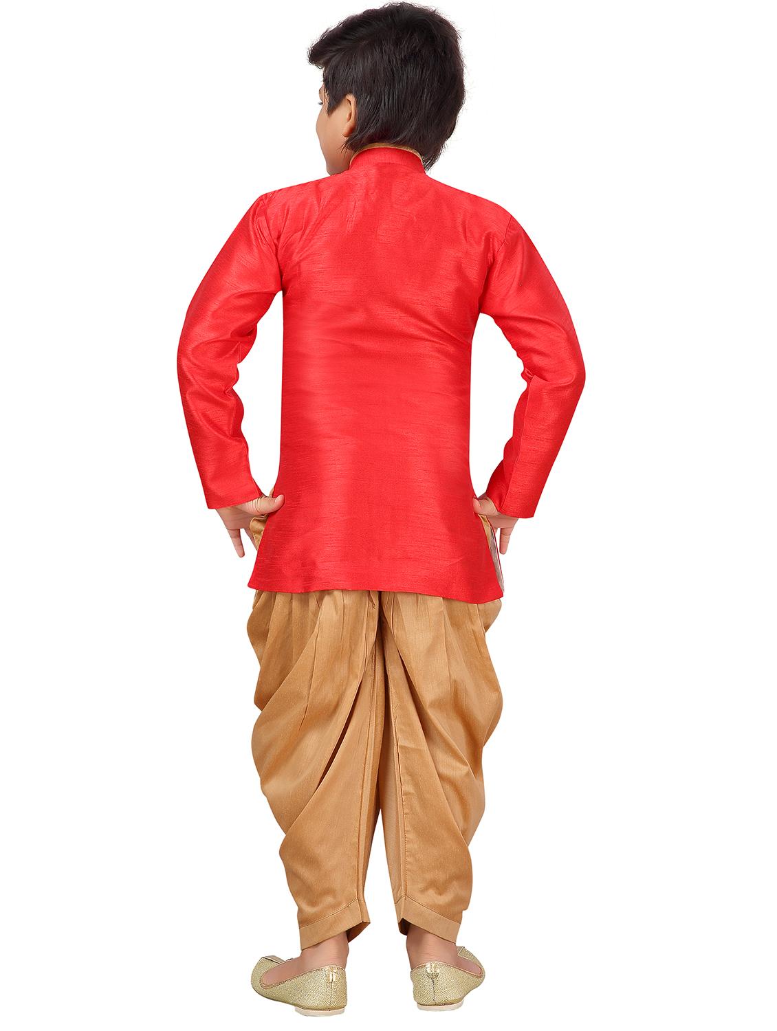 red silk kurta set - 17336188 - Standard Image - 2