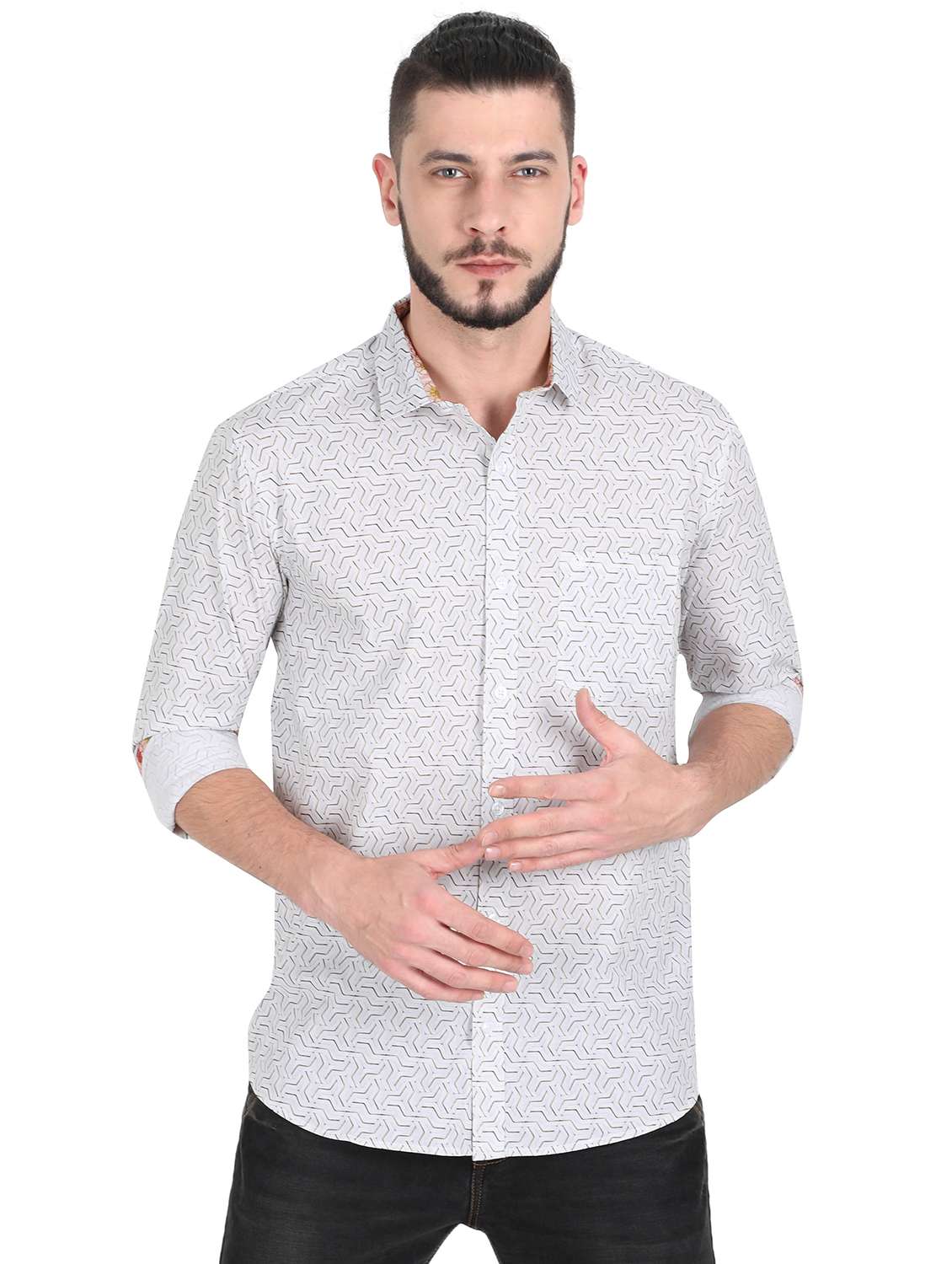 white printed casual shirt