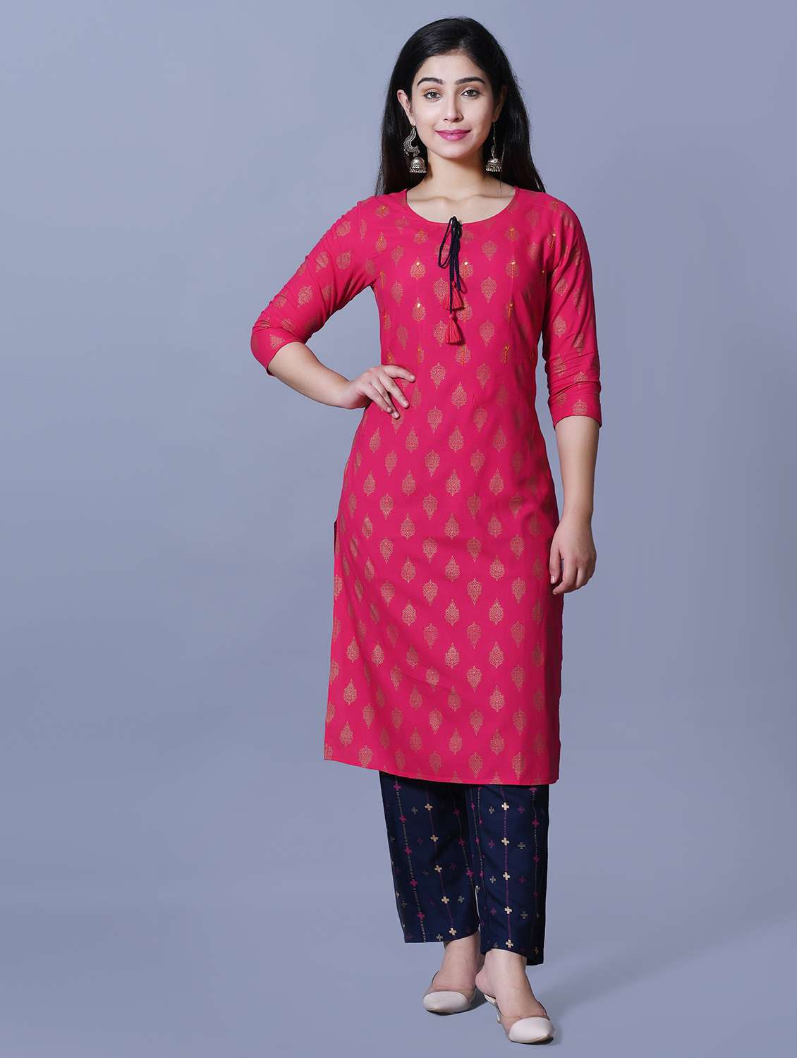 magenta kurta pant set