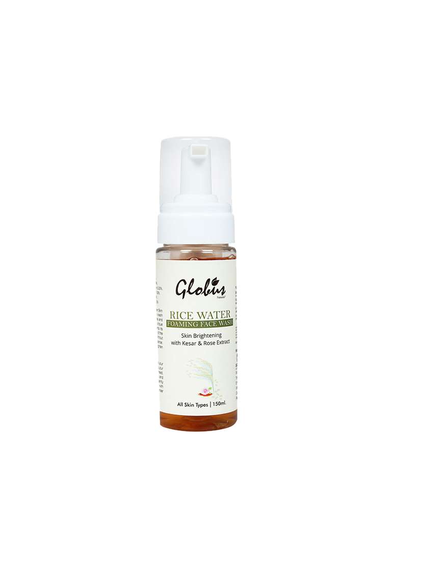 globus naturals skin brightening rice water foaming face wash, 150 ml