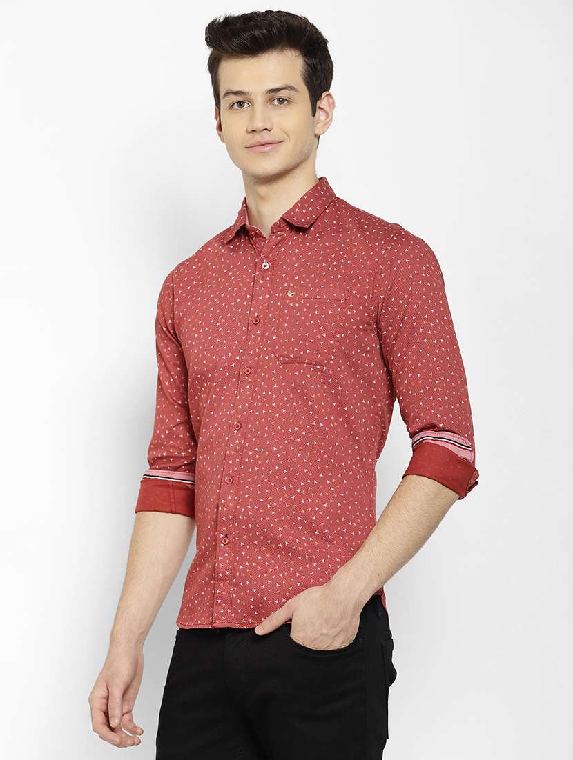 mens micro print casual shirt - 17336936 - Standard Image - 2