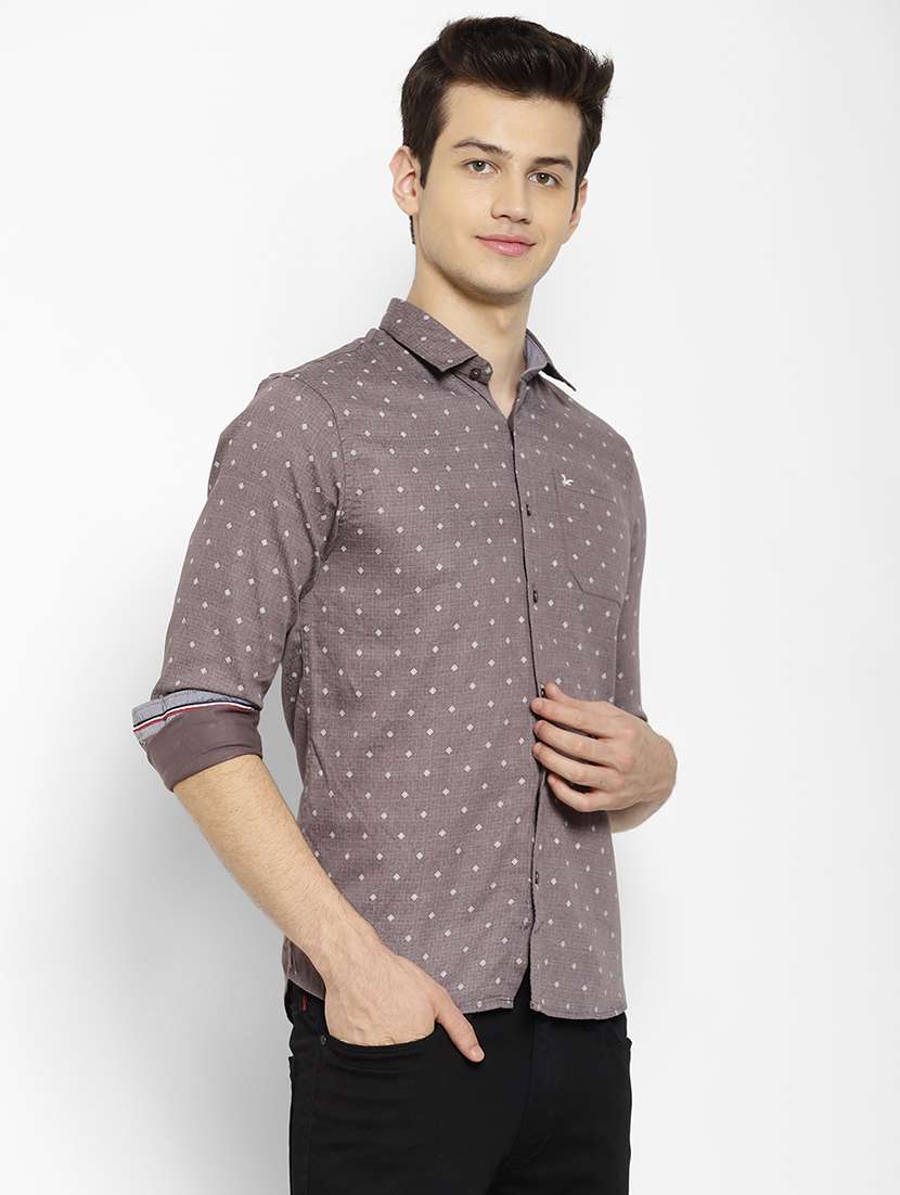 mens micro print casual shirt - 17336941 - Standard Image - 2