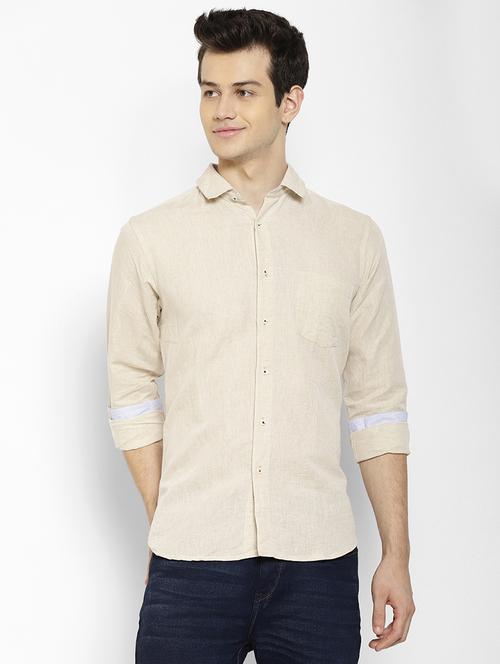 mens self design casual shirt - 17336944 - Standard Image - 0
