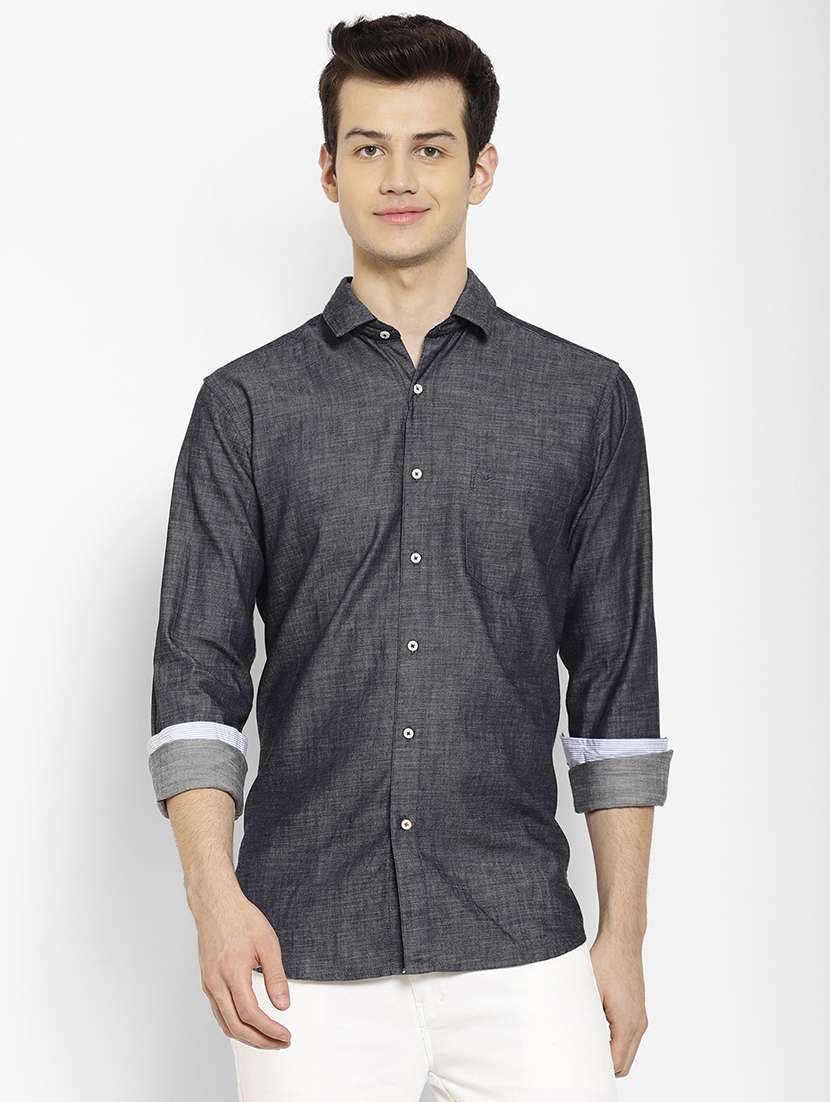 mens self design casual shirt