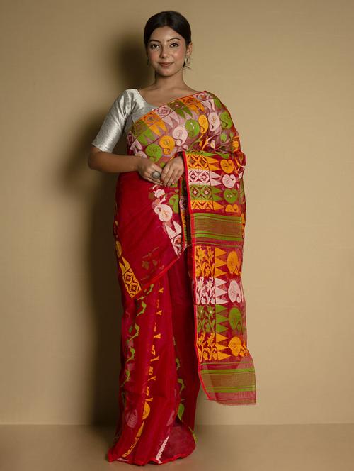 women's self design red colored saree - 17336980 -  Standard Image - 0