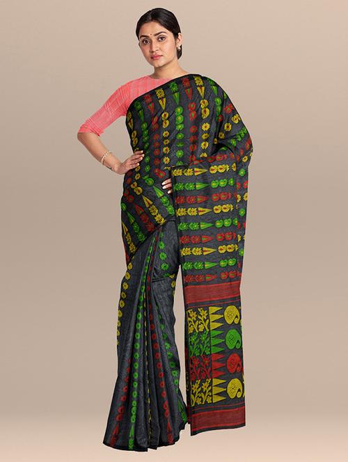 women's self design black colored saree - 17336982 -  Standard Image - 0