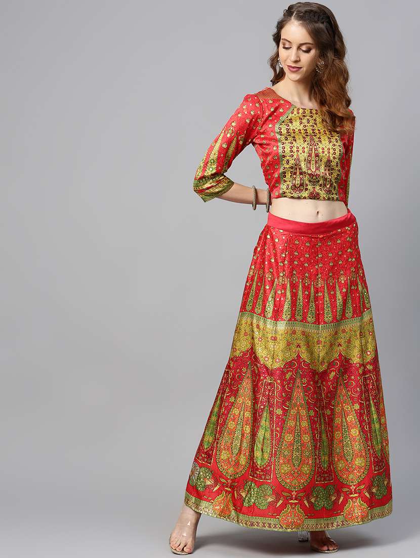 floral print flared lehenga