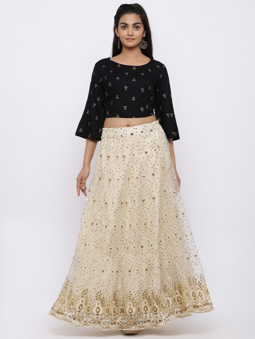 foil print flared lehenga