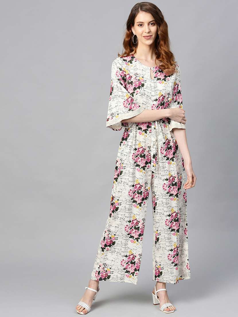 keyhole neck floral jumpsuit 