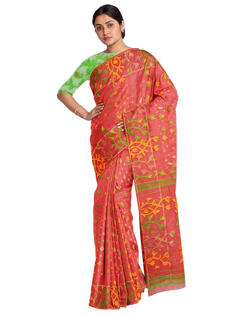 women's self design red colored saree - 17337560 -  Zoom Image - 0