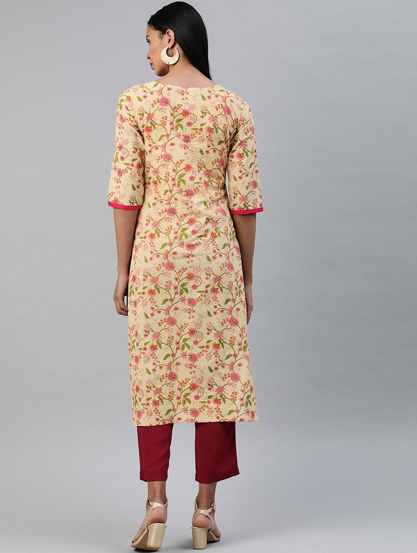 floral straight kurta - 17338925 - Standard Image - 2