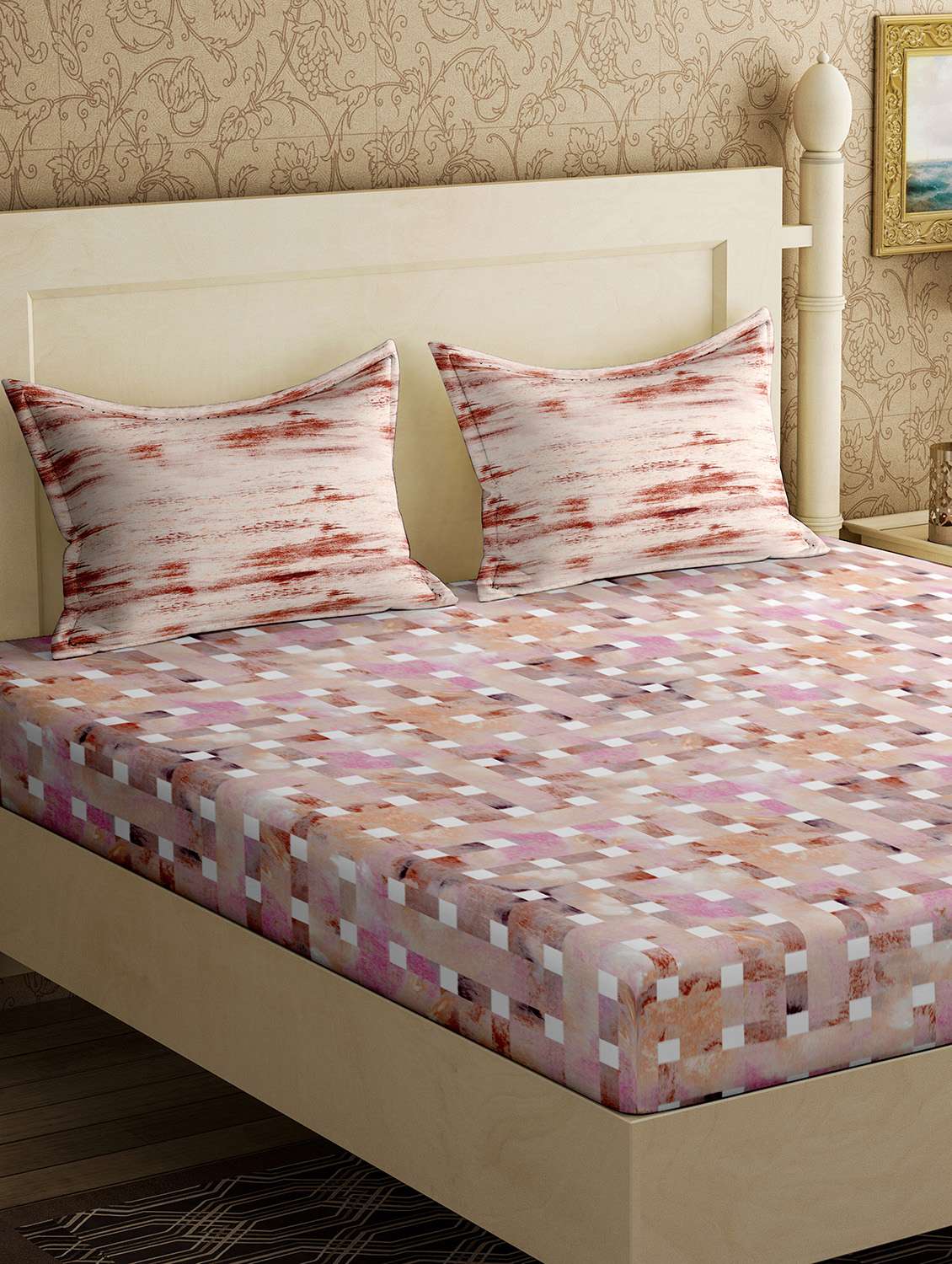 cotton 1 diwan bedsheet with 2 pillow cover