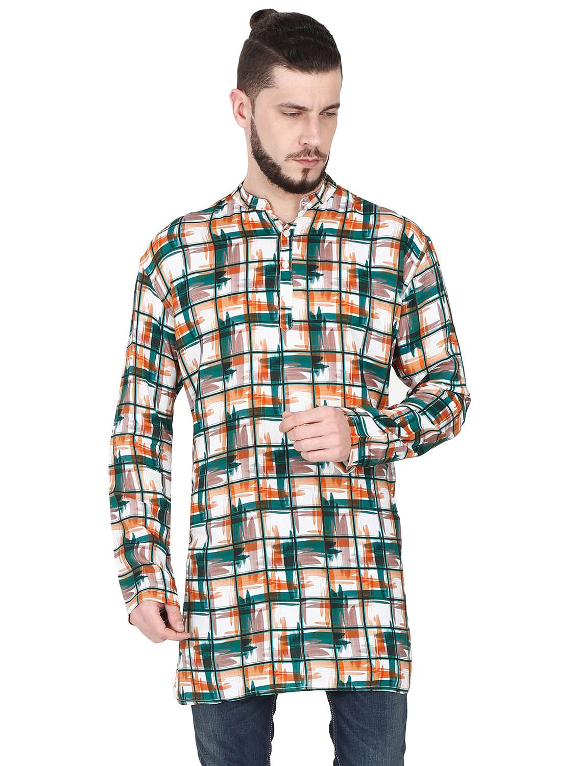 multi colored checkered medium length kurta