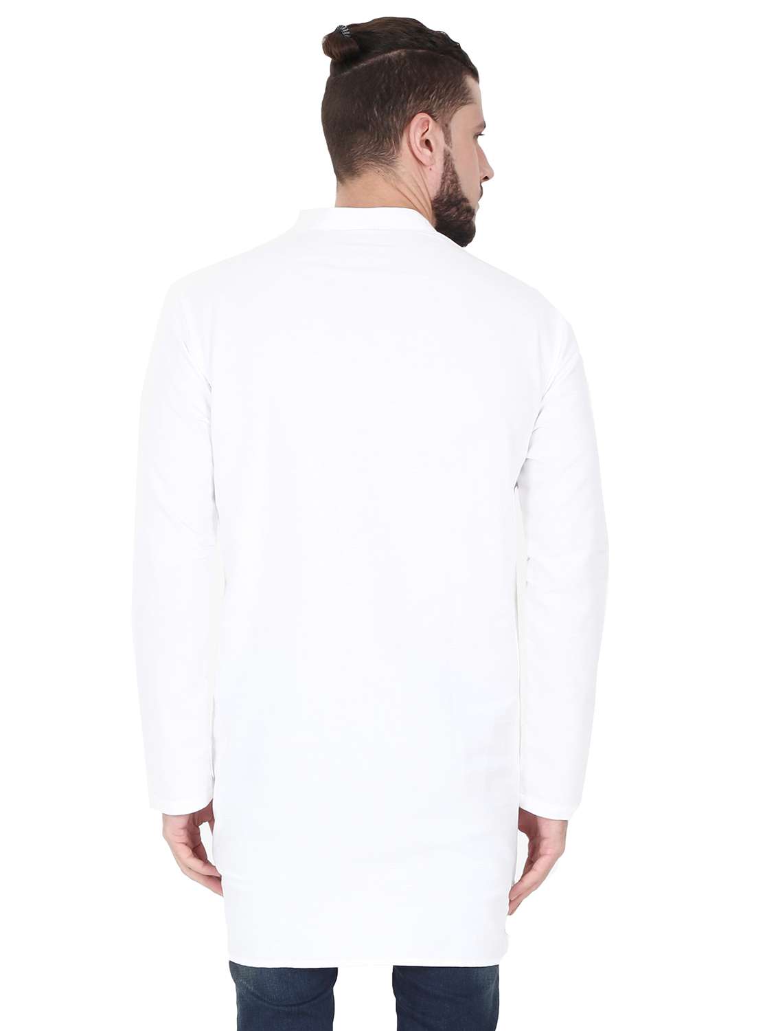 white linen solid medium length kurta - 17340649 -  Standard Image - 2