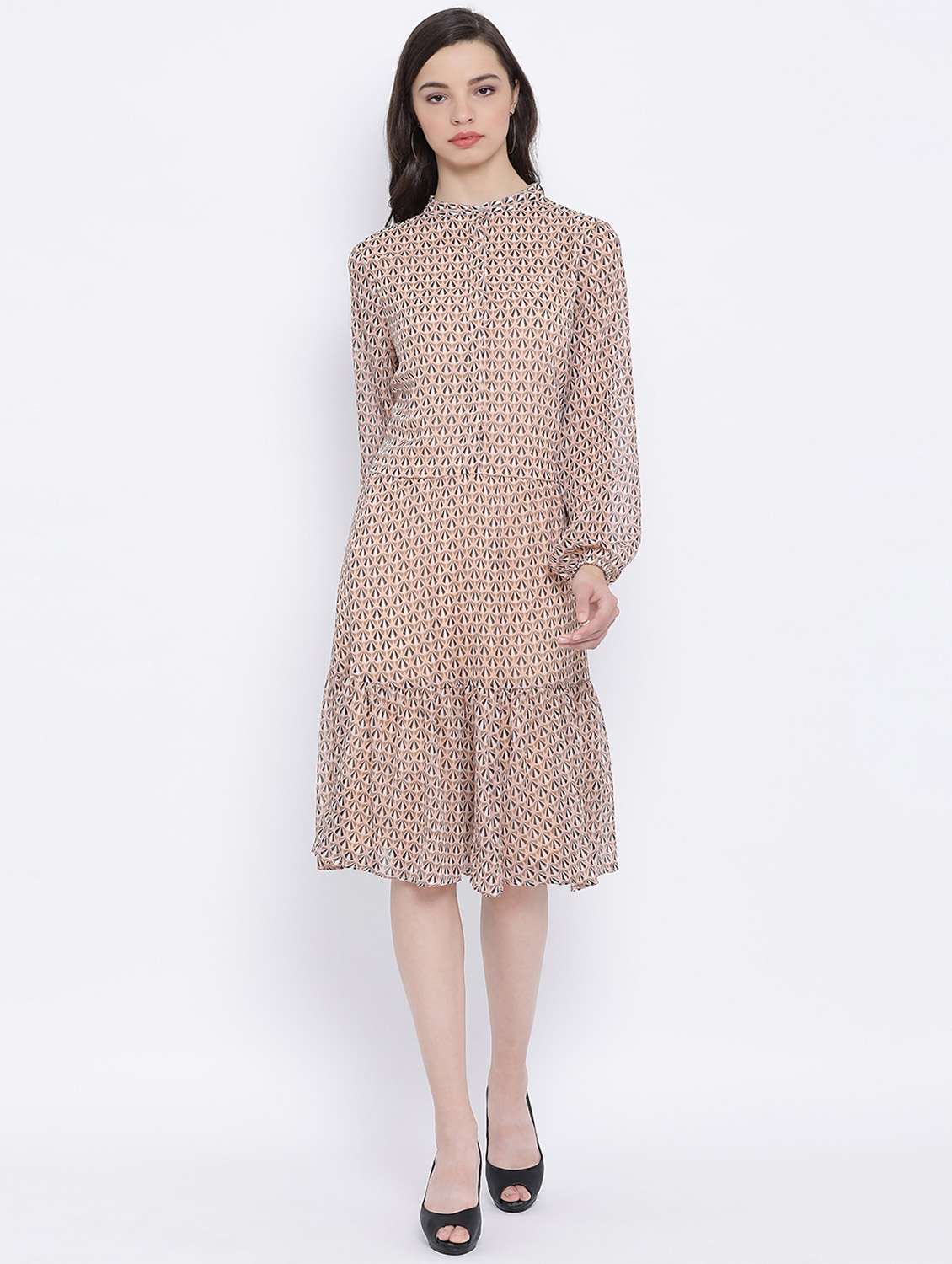 women's tiered dress geometric dress