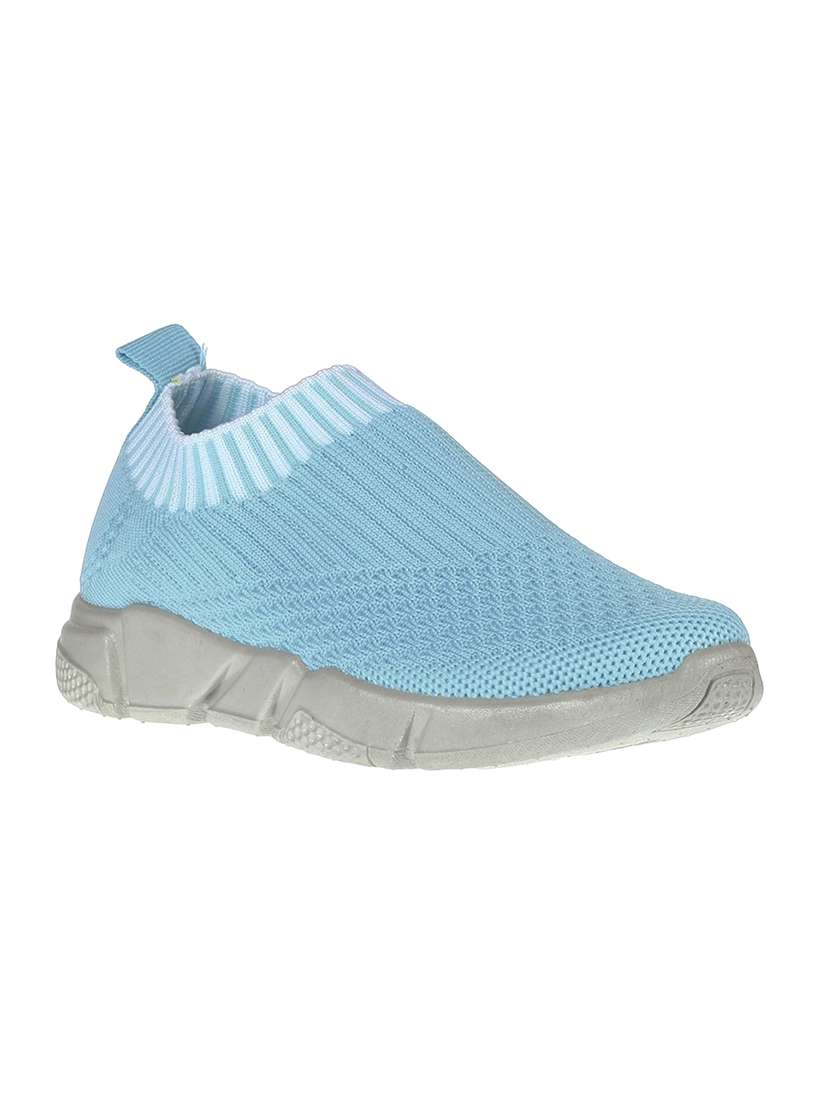 blue synthetic & mesh slip on sports shoes