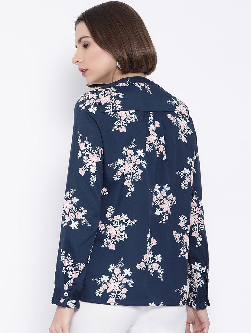 mandarin neck floral top - 17341736 - Standard Image - 2