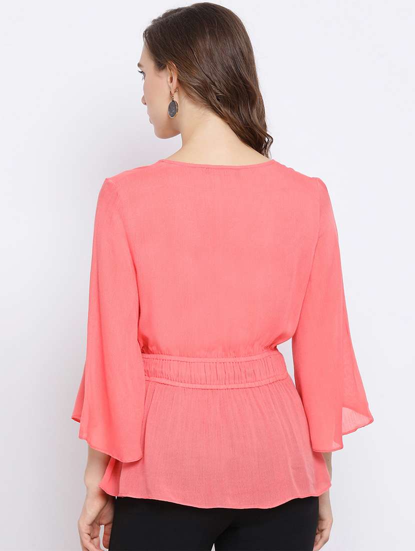 women's straight v neck top - 17341788 - Standard Image - 2