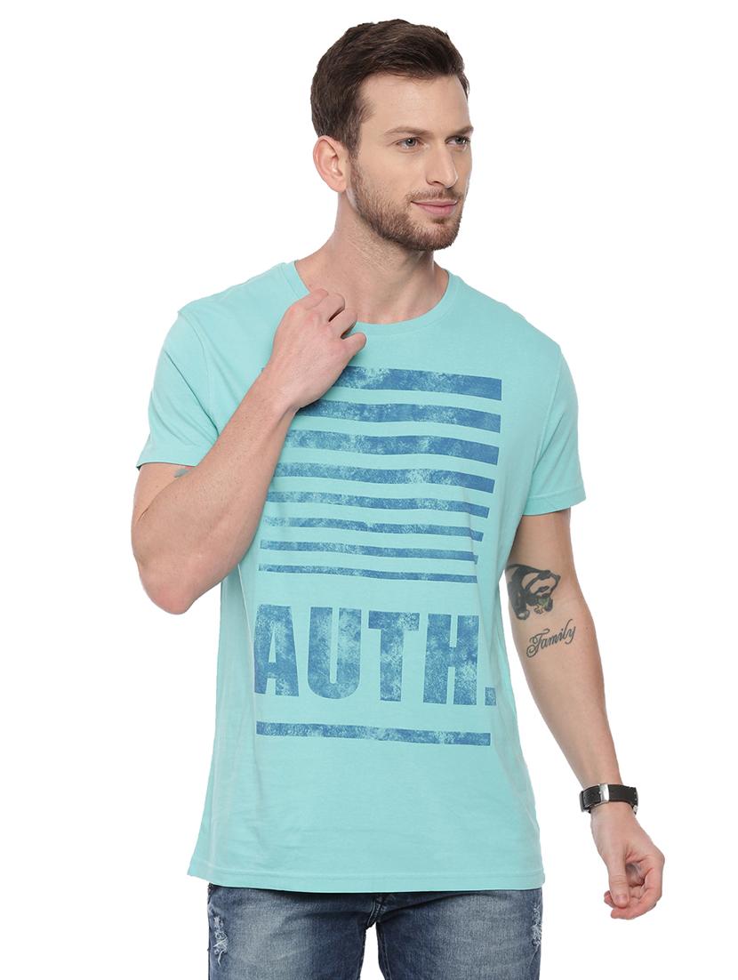 blue front print t-shirt