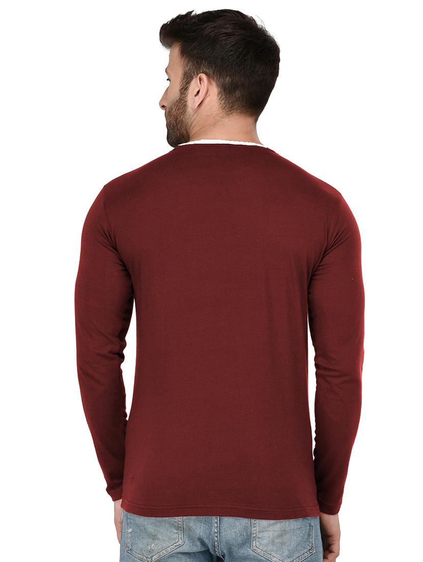 maroon solid cut & sew t-shirt - 17344575 - Standard Image - 2