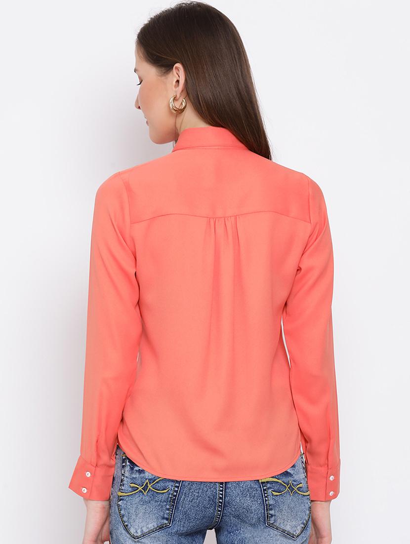 tie up neck solid shirt - 17344651 - Standard Image - 2
