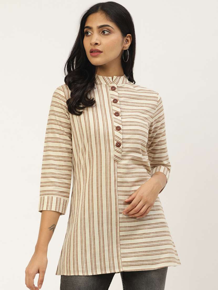 mandarin neck striped tunic
