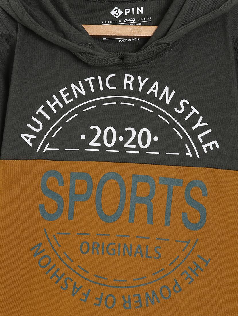 grey color block cotton t-shirt - 17344760 - Standard Image - 2
