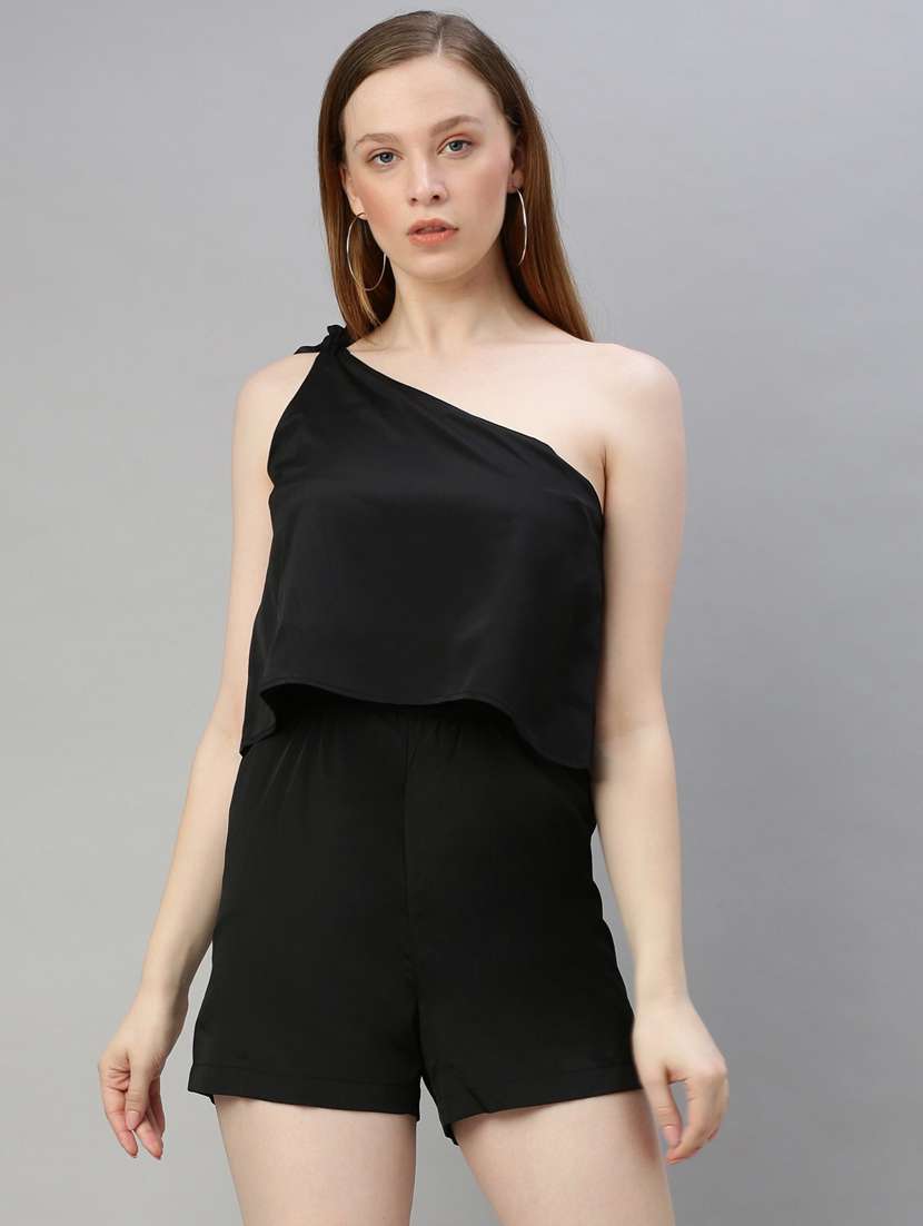 tie up single shoulder romper 