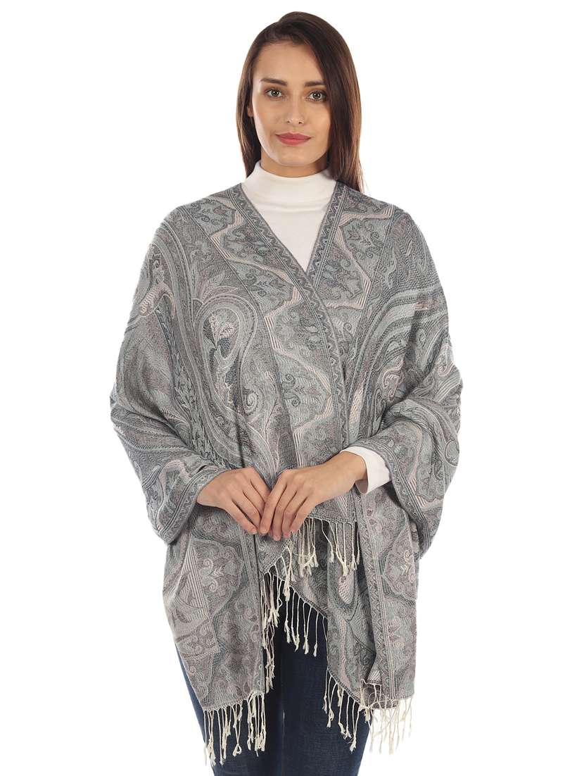 silver silk blend stole - 17345568 -  Standard Image - 2