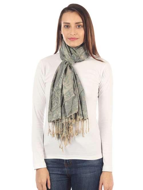 silver silk blend stole - 17345570 -  Standard Image - 0