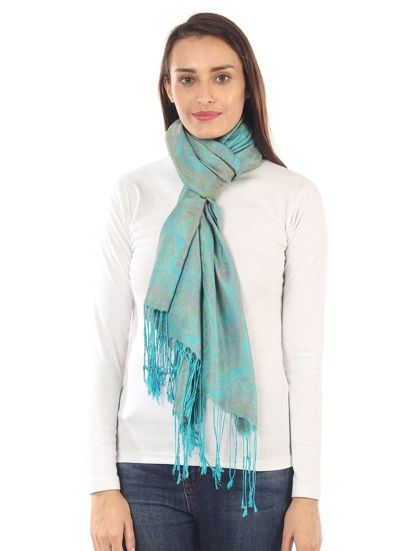 blue silk blend stole