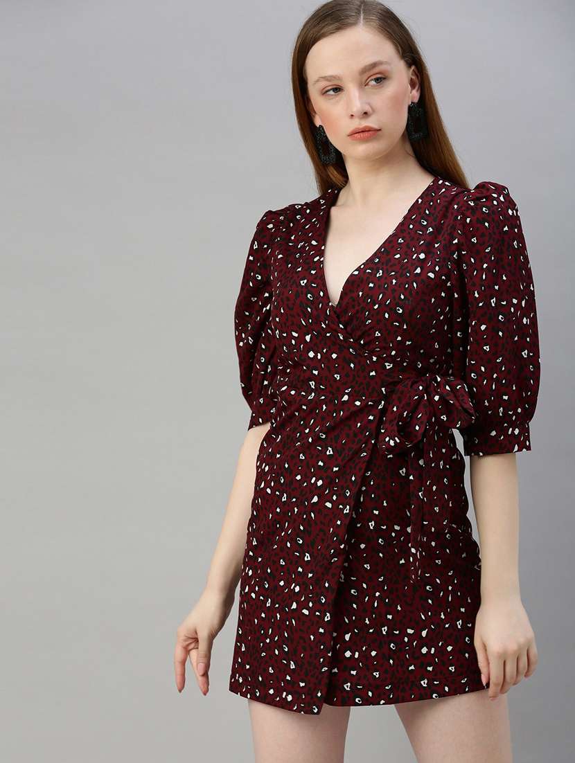 women's wrap printed dress