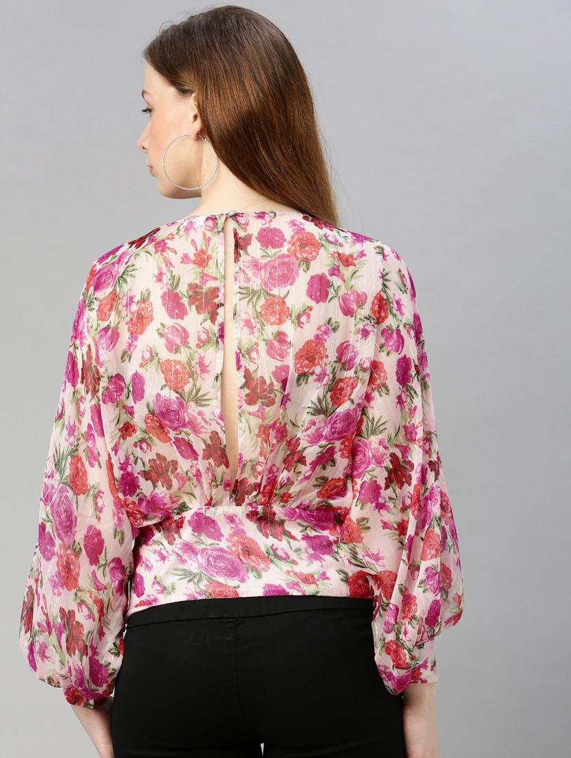 bishop sleeves back slit top - 17345623 - Standard Image - 2
