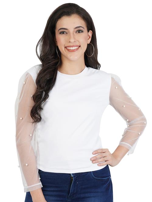 women's straight round neck top - 17348521 - Standard Image - 0