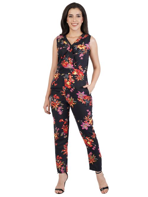 overlap neck floral jumpsuit - 17348574 - Standard Image - 0