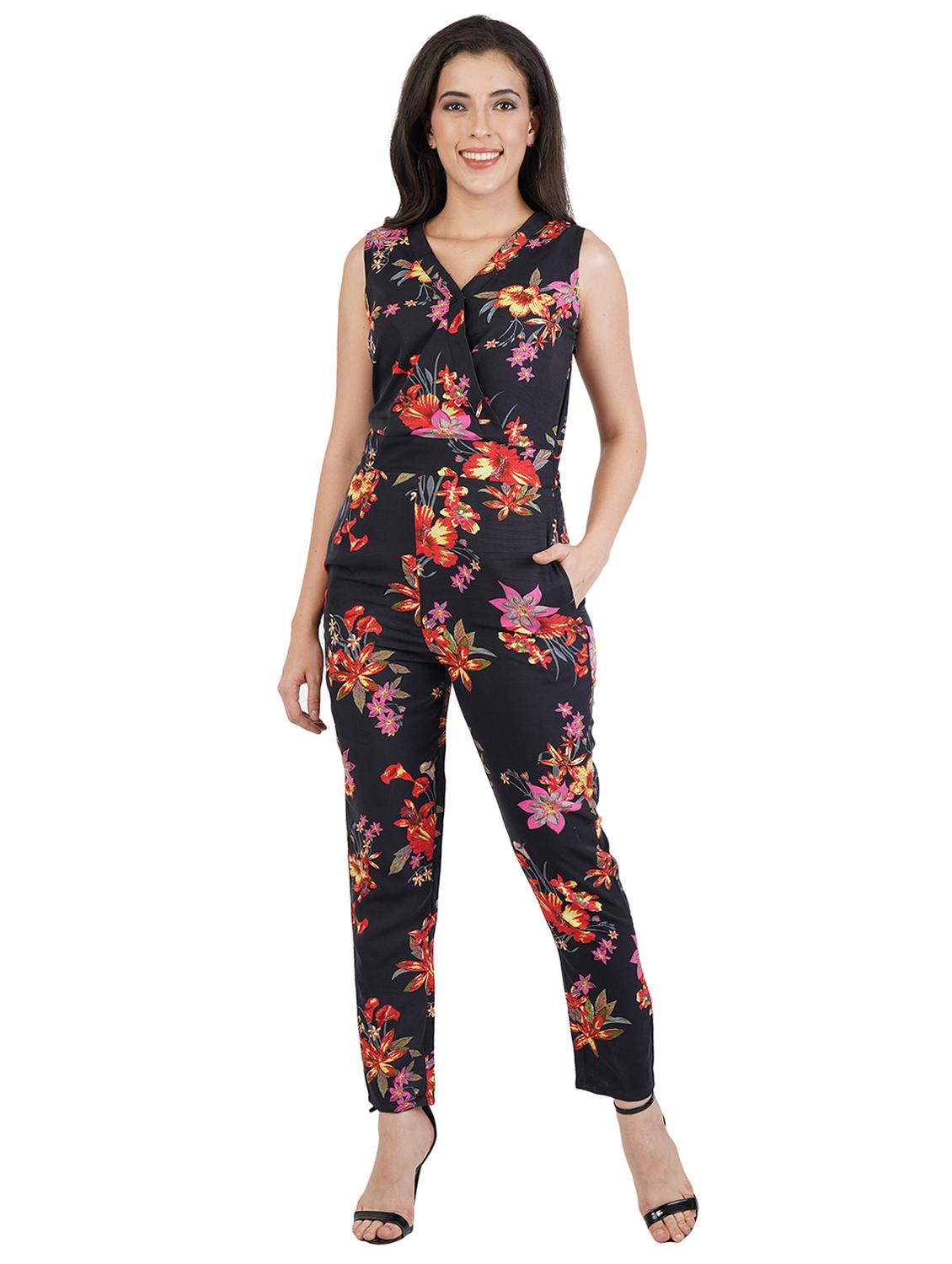 overlap neck floral jumpsuit - 17348574 - Zoom Image - 0