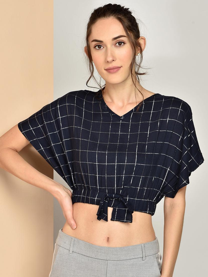 women's crop v neck top