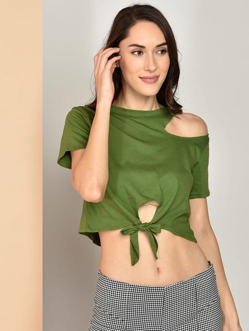 women's crop round neck top - 17349637 -  Standard Image - 0