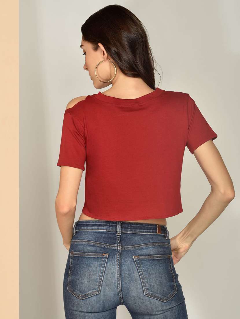 women's crop round neck top - 17349638 -  Standard Image - 2