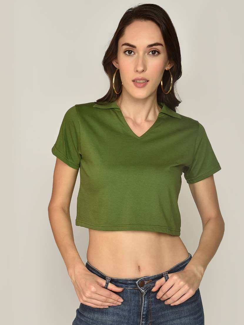women's plain polo neck t-shirt
