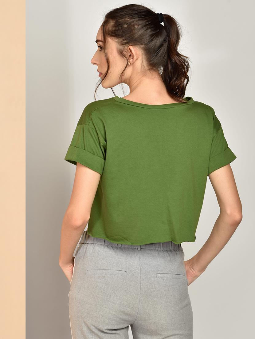 women's crop v neck top - 17349652 - Standard Image - 2