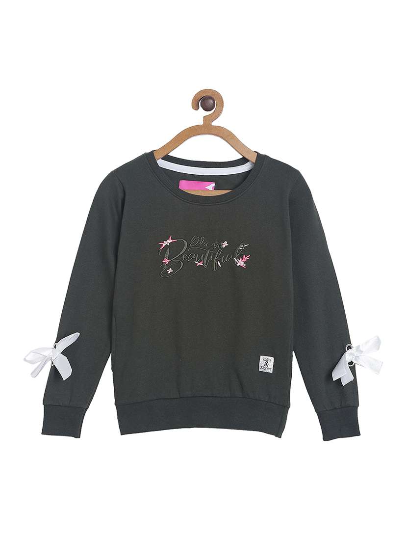 chest print crew neck sweatshirt