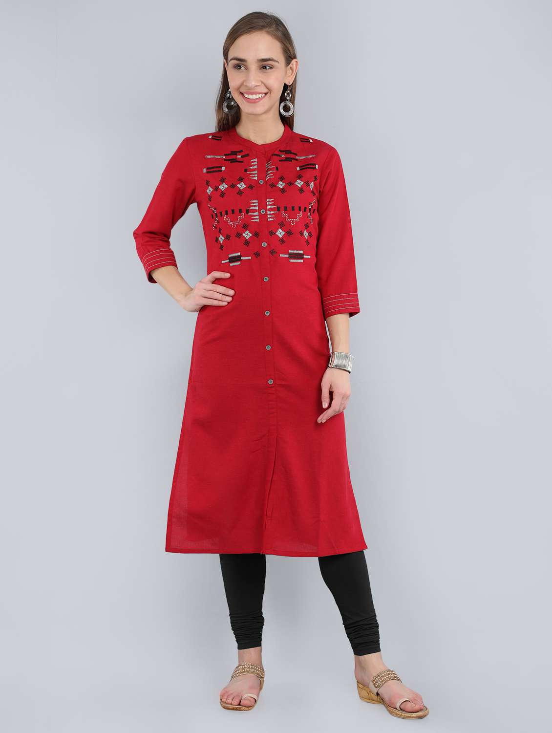 embroidered straight kurta