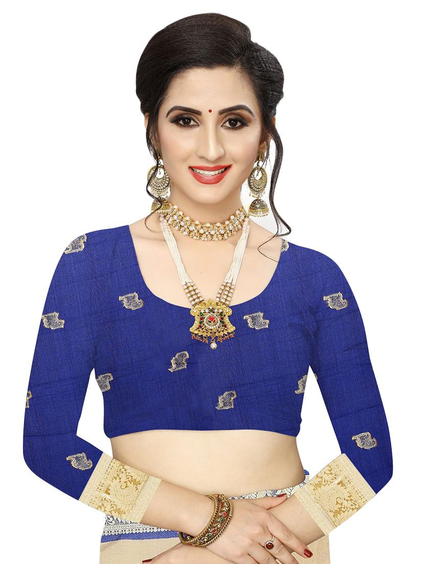 bordered woven saree with blouse - 17350513 - Standard Image - 2